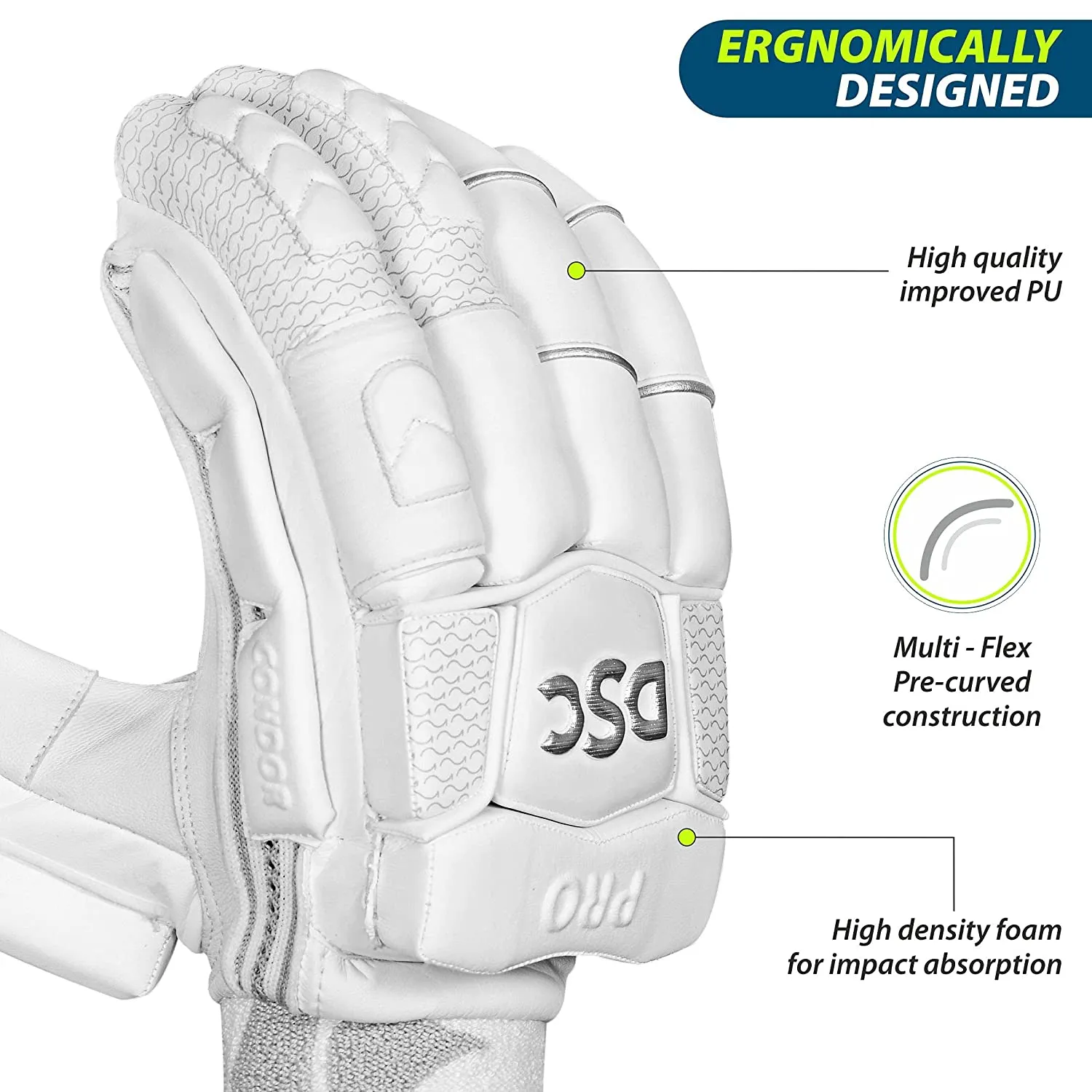 DSC Conder Pro RH Batting Gloves , White
