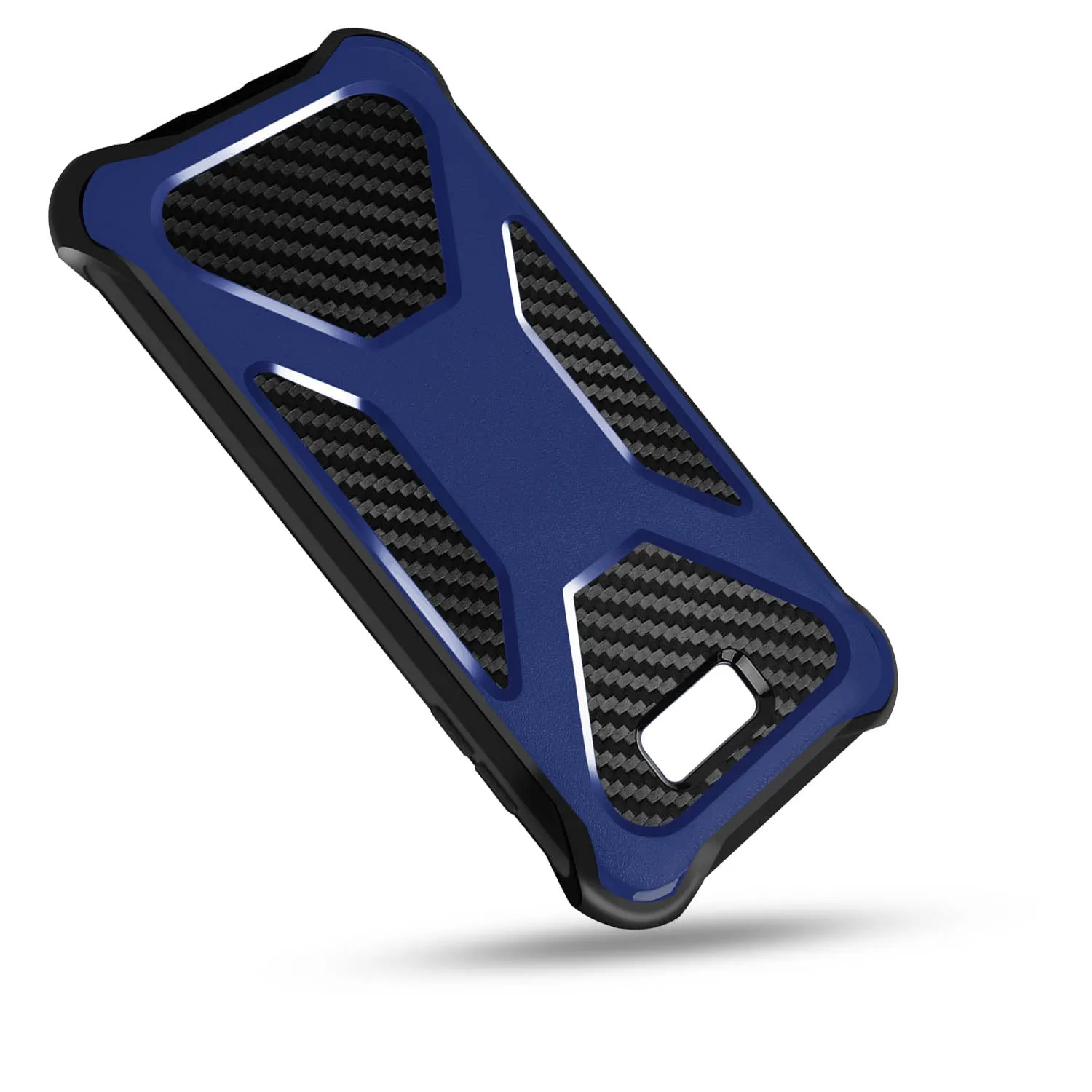 Galaxy J3 Emerge Case, Rugged Slim Rotating Swivel Lock Carbon Fiber Combo Case for Galaxy J3 Emerge - Blue