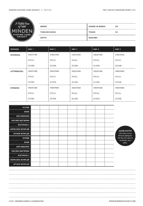 Minden Cricket - Score Sheets to Print