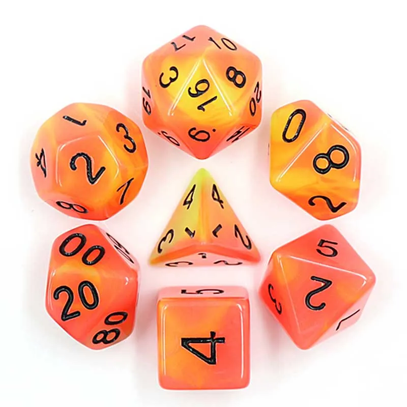 Orange & Red Glow Poly Dice Set - GITD-OR-D20