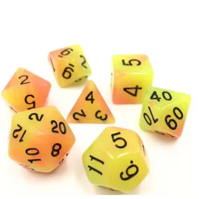 Orange and Yellow Glow Dice Set - D20 Poly Dice Set - OYGD-D20