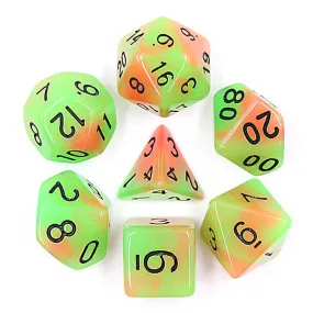 Orange Green Glow Poly Dice Set -TDGOG