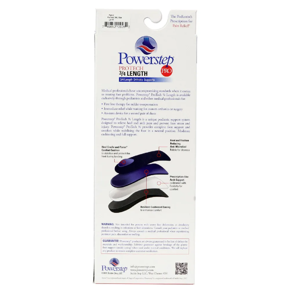 Powerstep Pro Control 3/4 Length Insoles | One Pair