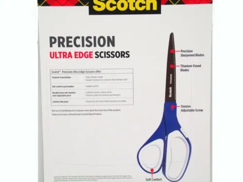 Scotch Scissors 3M 8 inch Precision Ultra Edge Titanium Blades Soft Grip