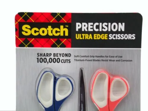 Scotch Scissors 3M 8 inch Precision Ultra Edge Titanium Blades Soft Grip