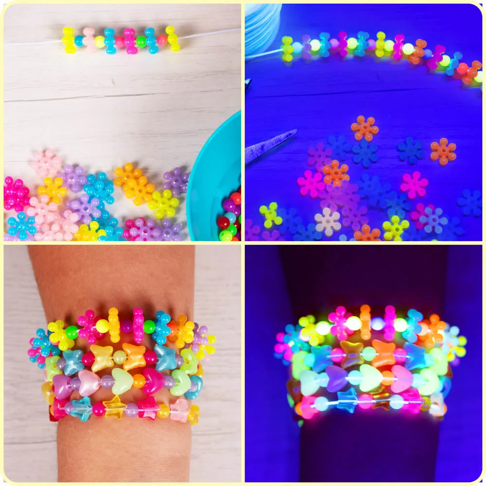 UV Fluorescent Daisy Flower Beads - 150/Pack