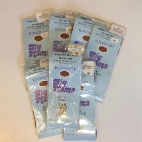 Vintage NOS 1960's BIG MAMA 100% Nylon Non Run Sheer Stretch Reinforced Toe Knee-Hi 488 Beigetone 8 1/2-11