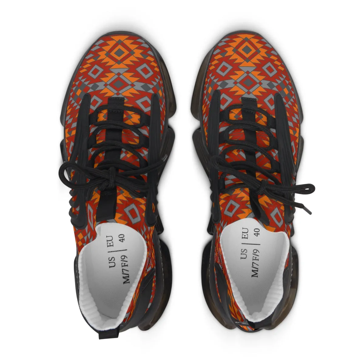 Women's Mesh Sneakers White or Black Sole Southwestern Print