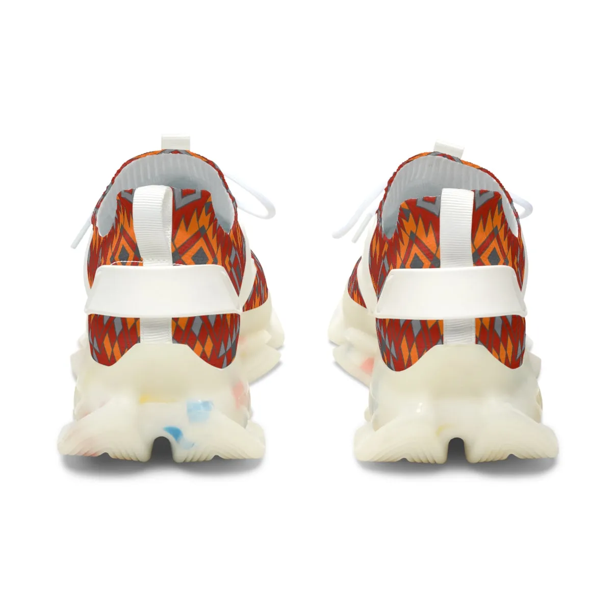 Women's Mesh Sneakers White or Black Sole Southwestern Print